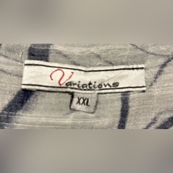 ***๐3 for $35./Beautiful Varuations navy & white material & sheer over lay. - Picture 3 of 4